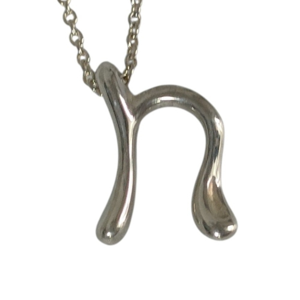 TIFFANY&Co. Tiffany Letter Initial "n" Chain Pendant Necklace, 925 Silver, Wo...